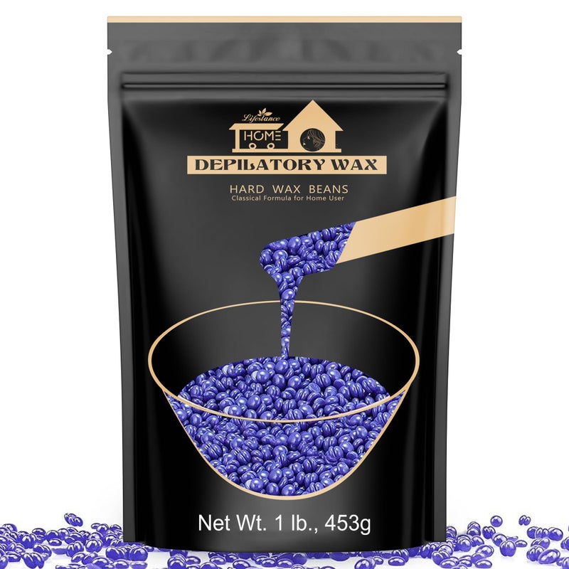 Lifestance Hard Wax Beans Hair Removal Kit, 1lb Large Refill Stripless Waxing Beans for Women Men Waxing Depilatory Lavender Pearl Wax Beads - Image 1